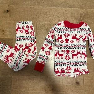 Hanna Andersson Red and White Reindeer Pajama Set